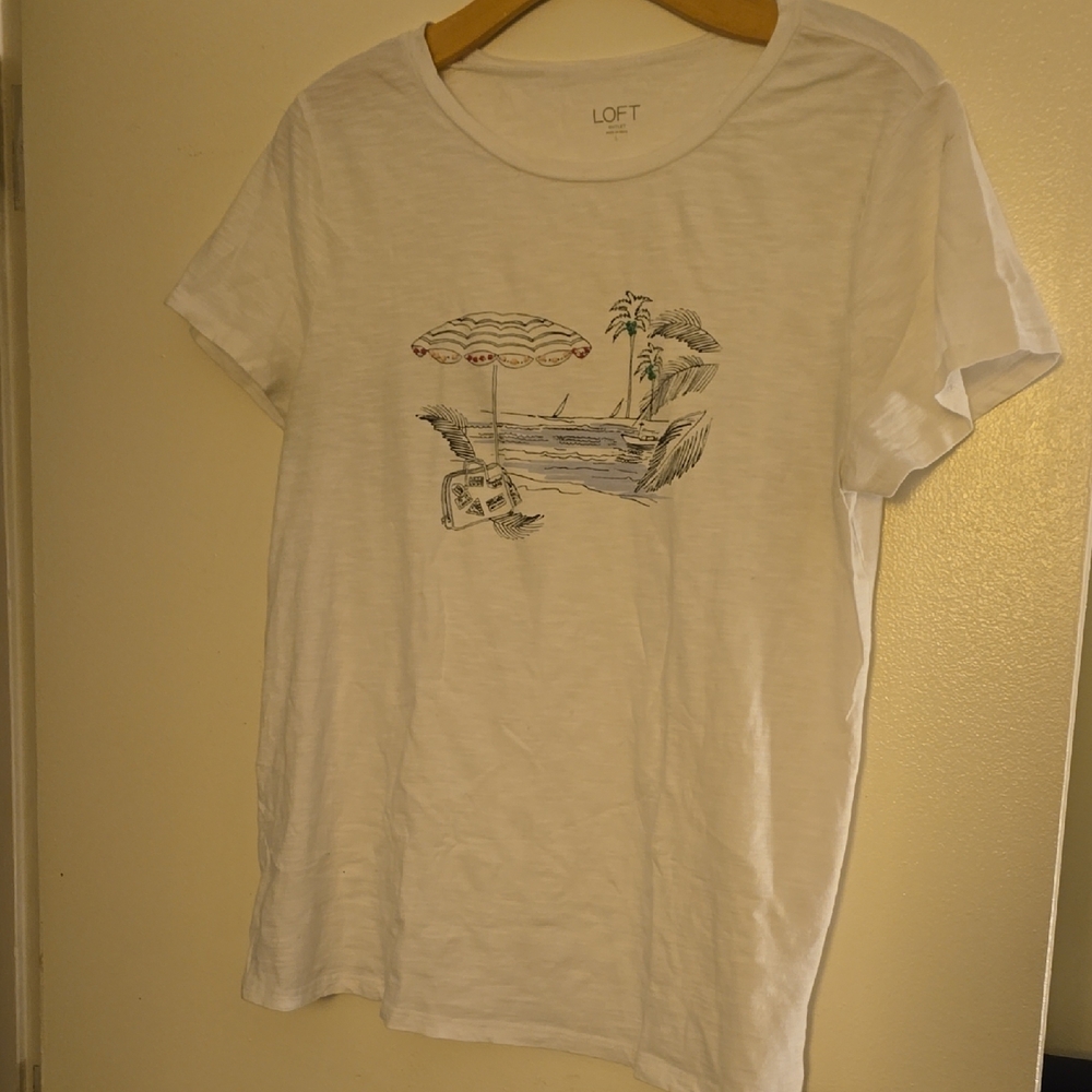 LOFT White Graphic Tee - Short Sleeve